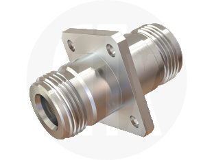N Type Flange Mount Jack to Jack Adaptor, front view