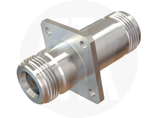N Type Flange Mount Jack to Jack Adaptor, front view