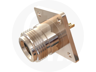 N Type Flange Jack, Solder Receptacle, front view