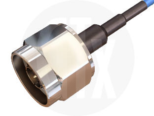 N Type Solder Plug, terminated on cable