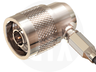 N Type Crimp Right Angle Plug, terminated on cable