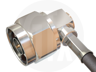 TNC Crimp Right Angle Plug, terminated on cable