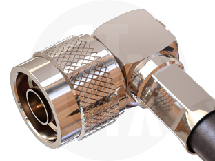 N Type Crimp Right Angle Plug, terminated on cable