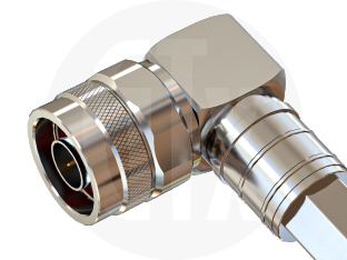 N Type Crimp Right Angle Plug, terminated on cable