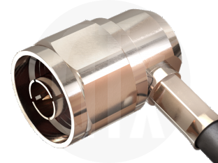 N Type Crimp Right Angle Plug, terminated on cable