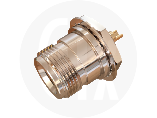 N Type Panel Jack, Solder Receptacle, front view