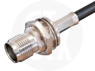 TNC Crimp Bulkhead Jack, terminated on cable