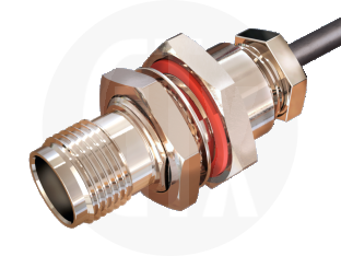 TNC Clamp Bulkhead Jack, terminated on cable