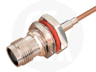 TNC Crimp Bulkhead Jack, terminated on cable