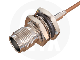 TNC Waterproof Crimp Bulkhead Jack, terminated on cable