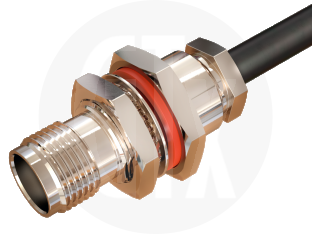 TNC Clamp Bulkhead Jack, terminated on cable
