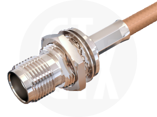 TNC Crimp Bulkhead Jack, terminated on cable