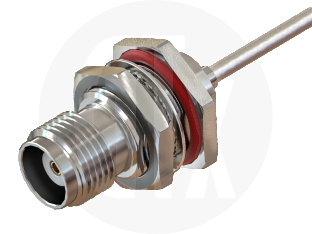 TNC Solder Bulkhead Jack, terminated on cable