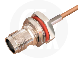 TNC Crimp Bulkhead Jack, terminated on cable