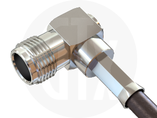 TNC Crimp Right Angle Jack, terminated on cable