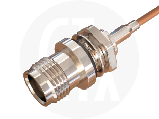 TNC Waterproof Panel Mount Jack, terminated on cable